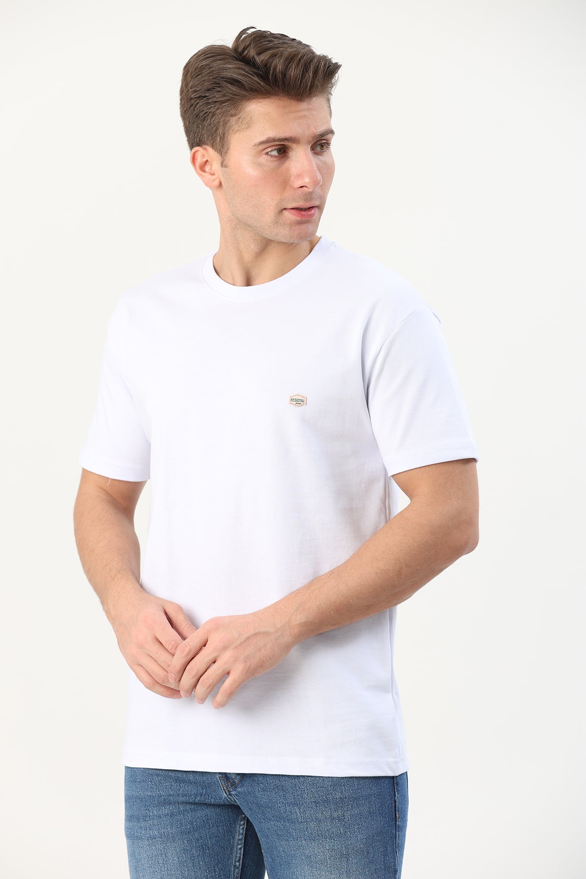 Erkek T-SHIRT REGULAR FIT BEYAZ