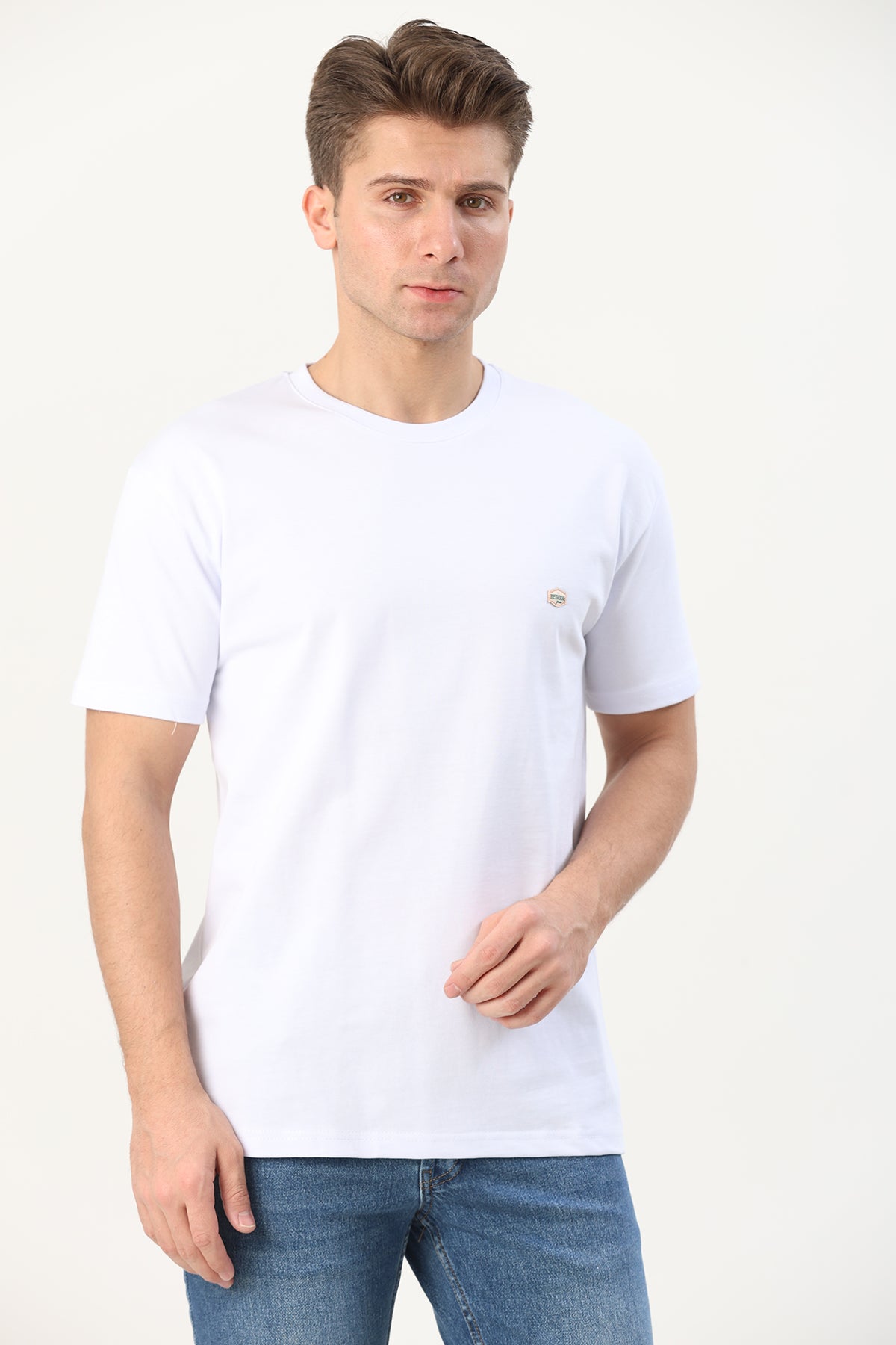Erkek T-SHIRT REGULAR FIT BEYAZ