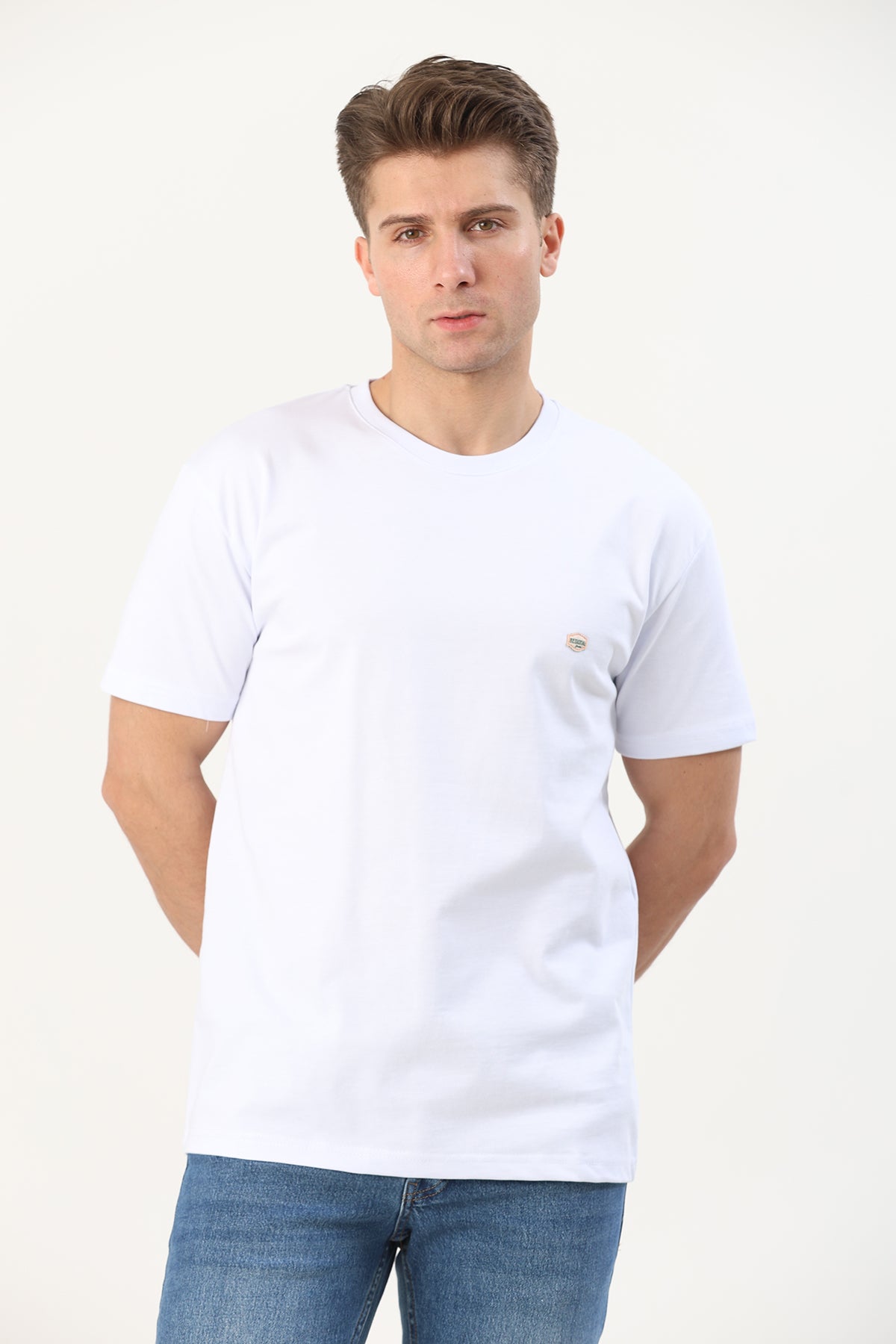 Erkek T-SHIRT REGULAR FIT BEYAZ