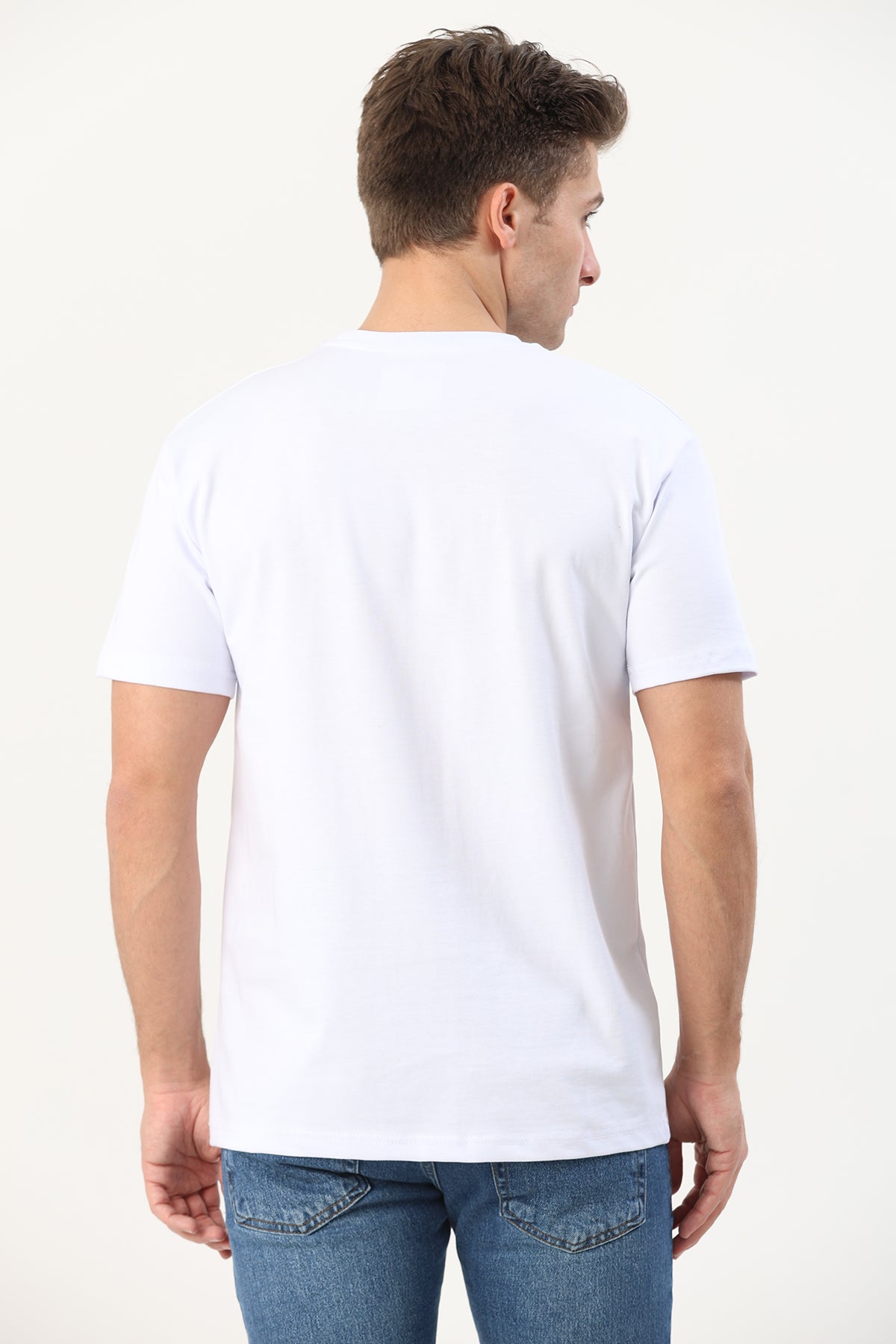 Erkek T-SHIRT REGULAR FIT BEYAZ