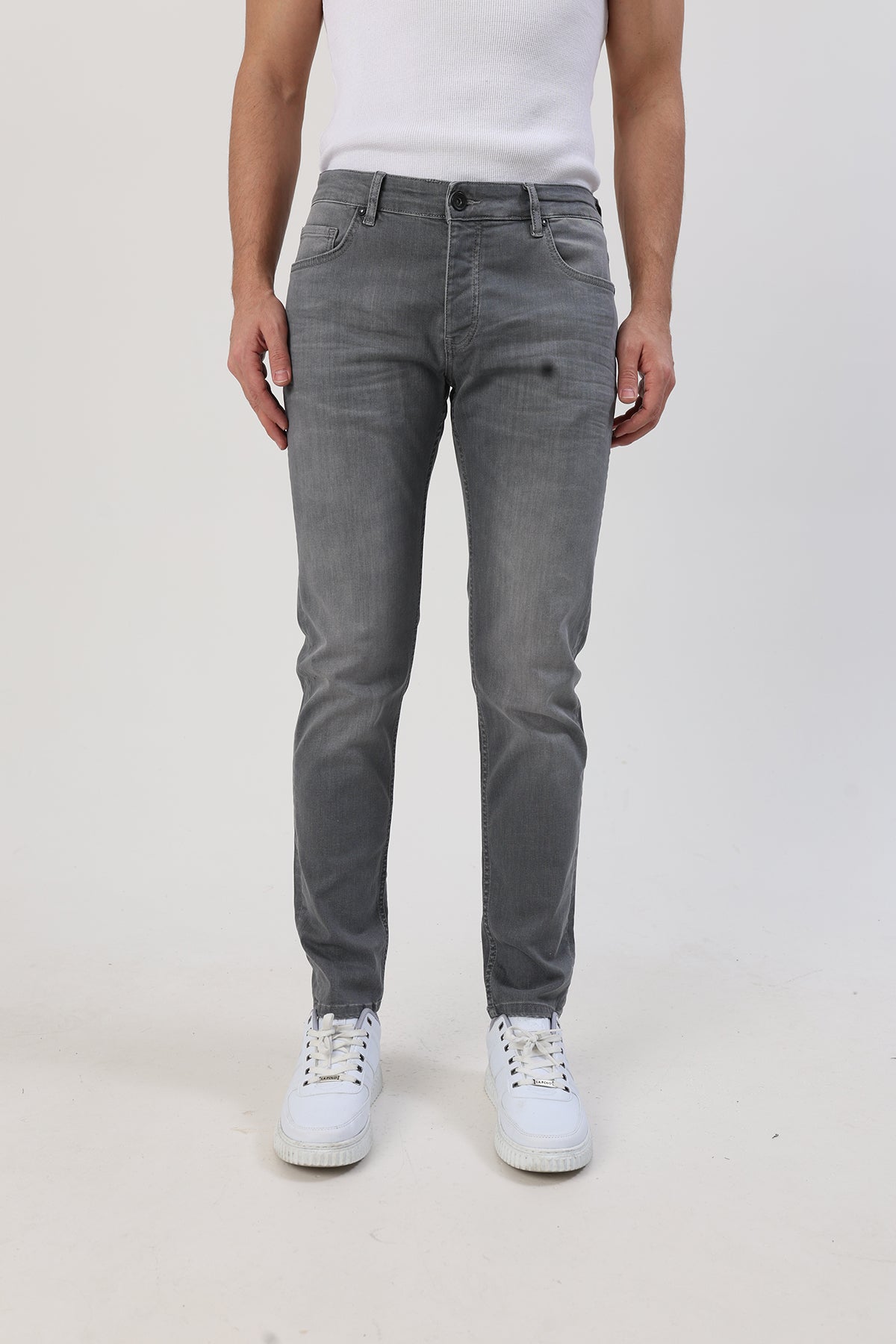 Erkek Slim Fit Jean Gri