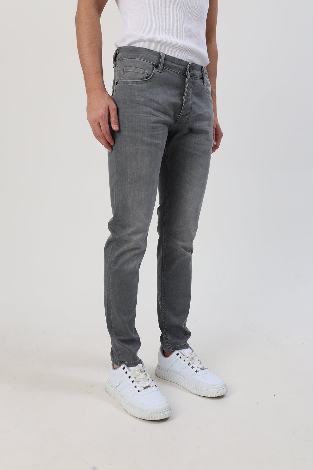 Erkek Slim Fit Jean Gri