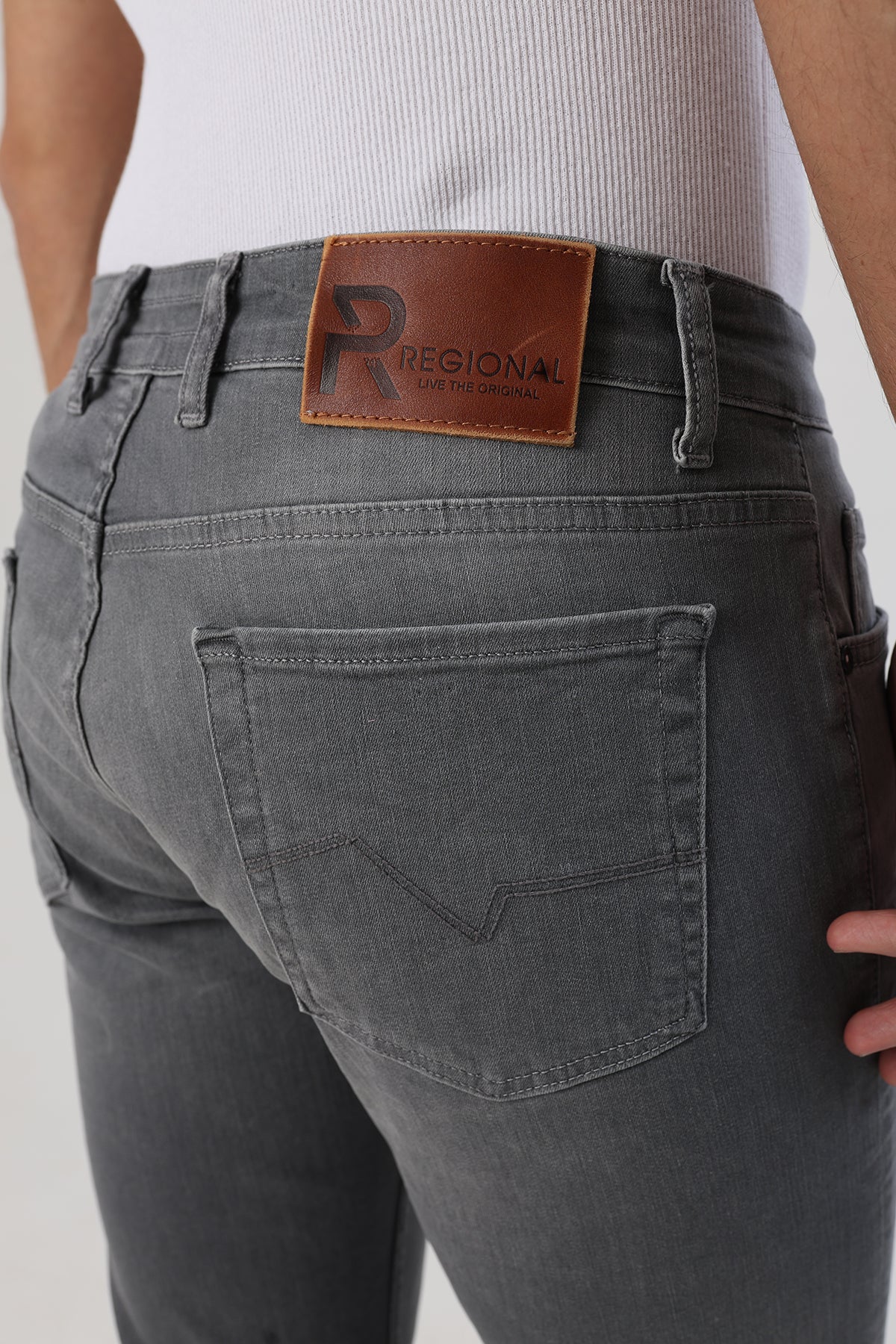 Erkek Slim Fit Jean Gri