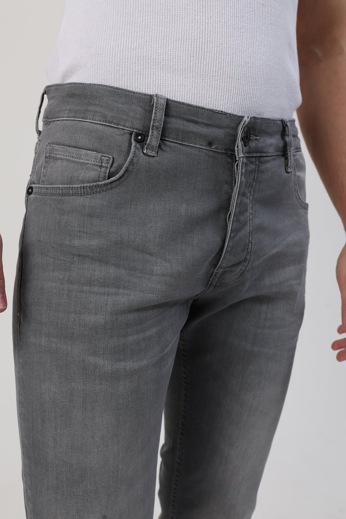 Erkek Slim Fit Jean Gri
