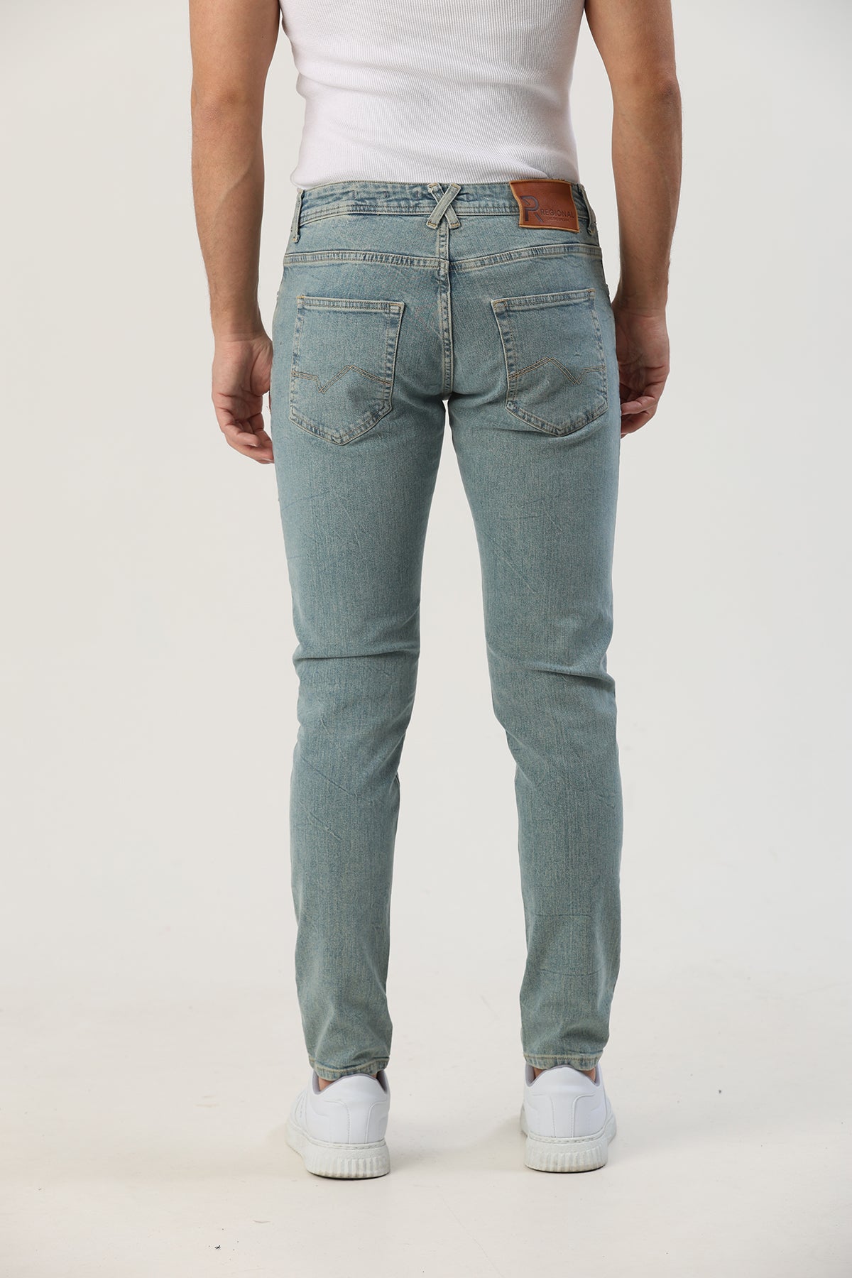 Erkek Slim Fit Jean Buz Mavi