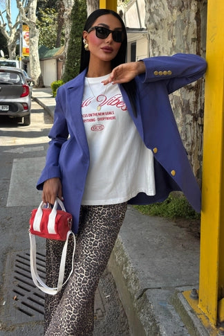 Agnes Blazer Keten Ceket Lacivert
