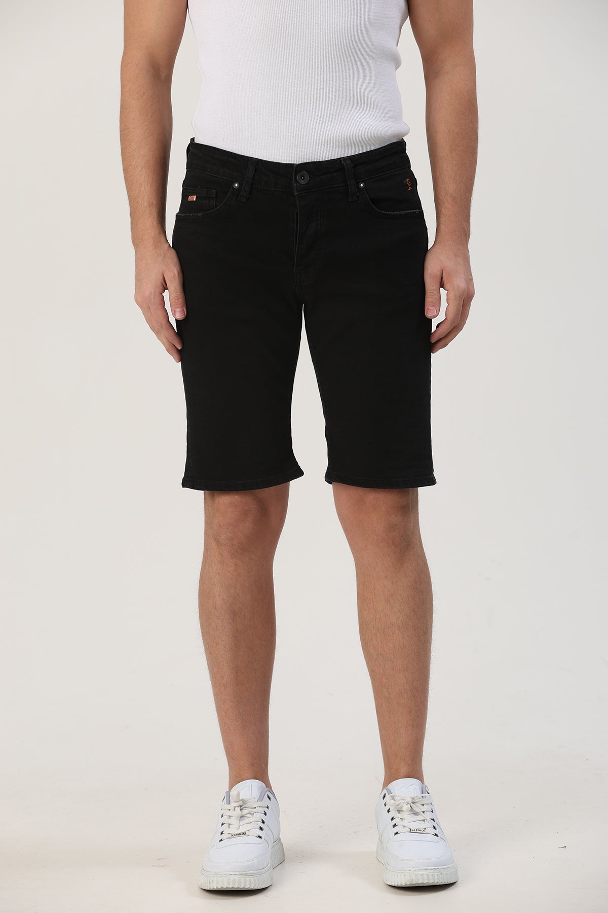 Slim Fit Erkek Kot Şort Füme
