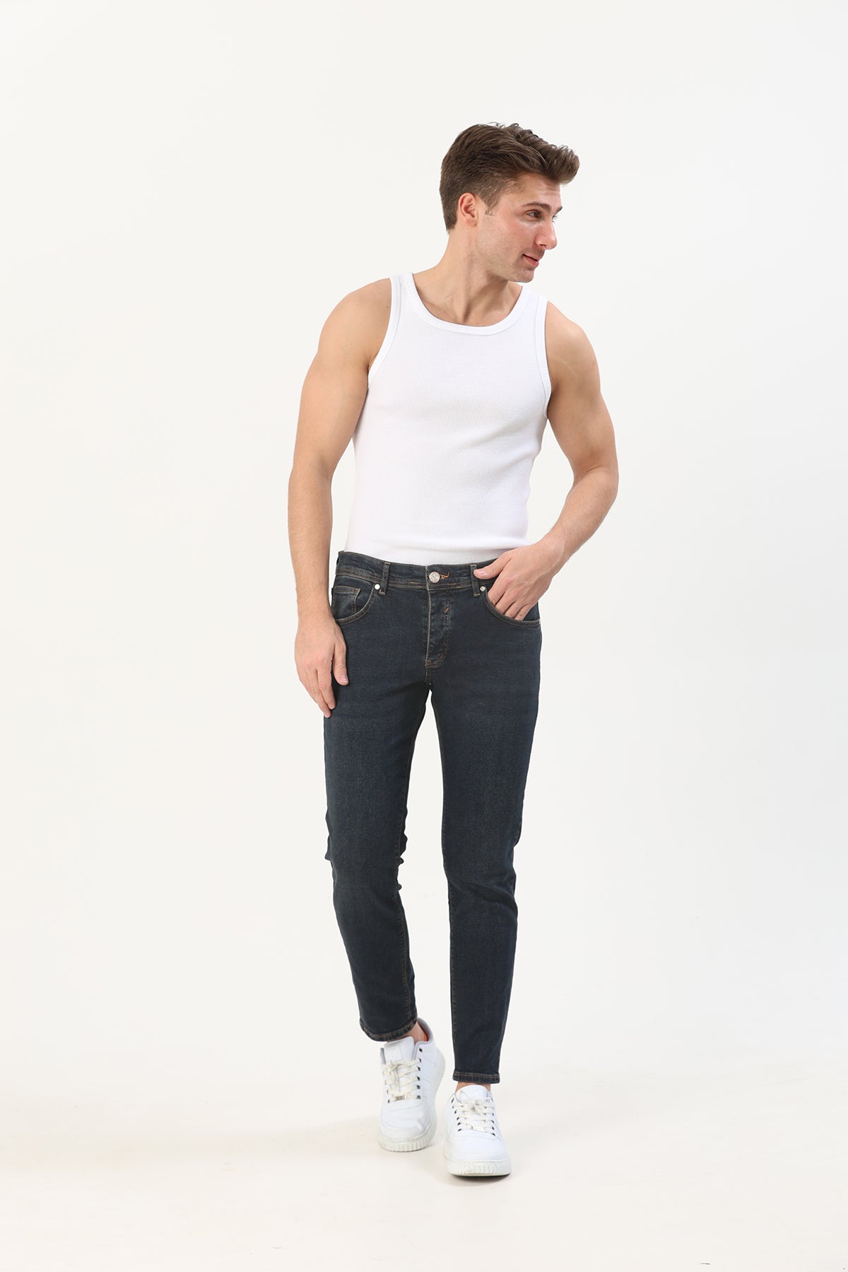 Super Slim Fit Erkek Jean Ham Rengi