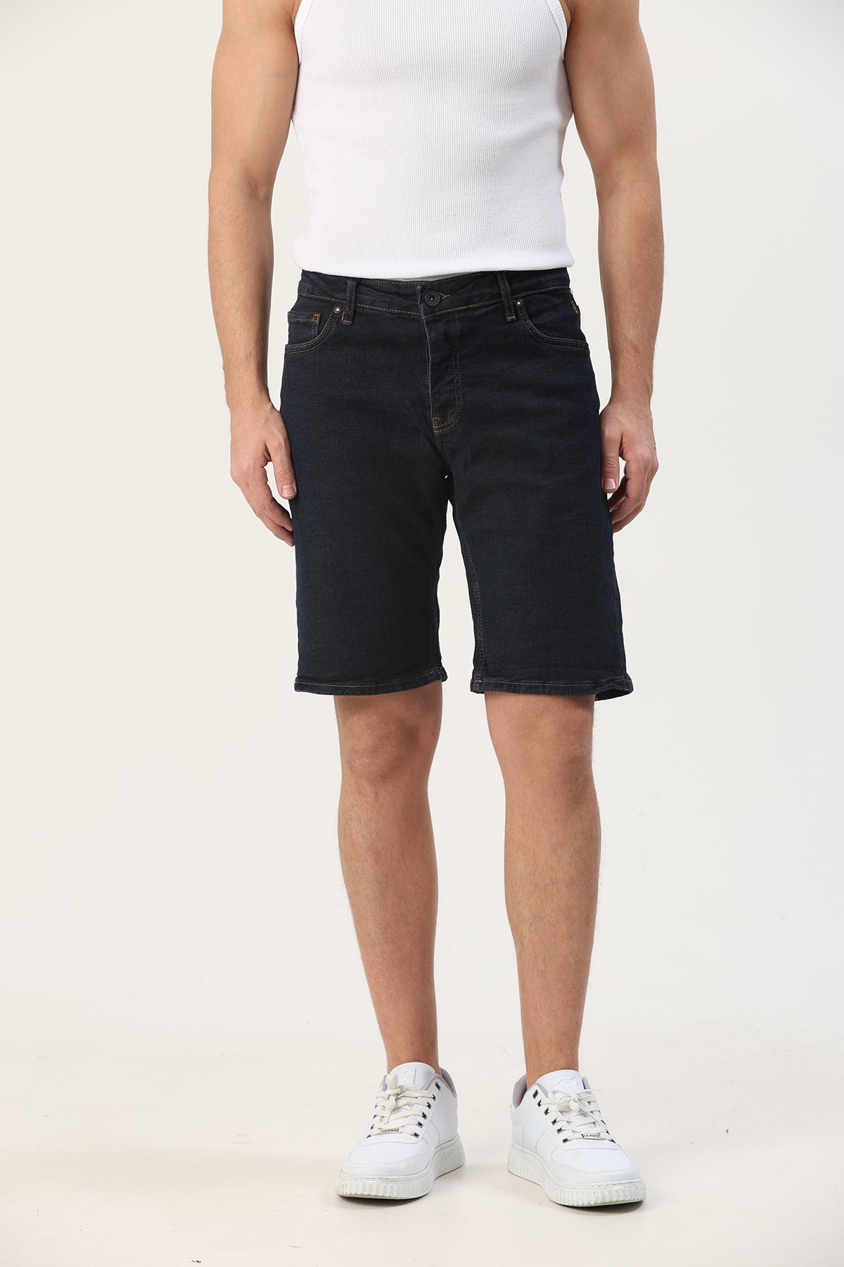 Slim Fit Erkek Kot Şort Ham Lacivert