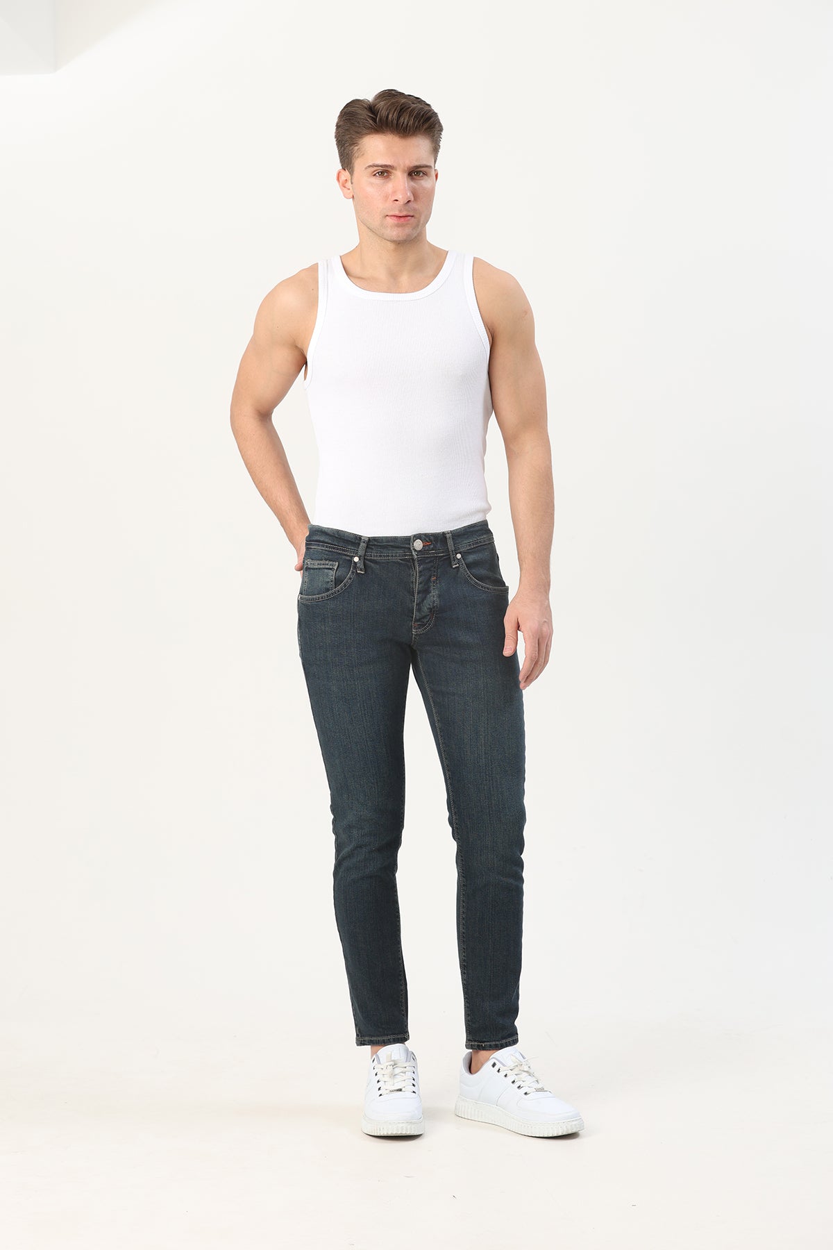 Super Slım Fit Erkek Jean Koyu Lacivert