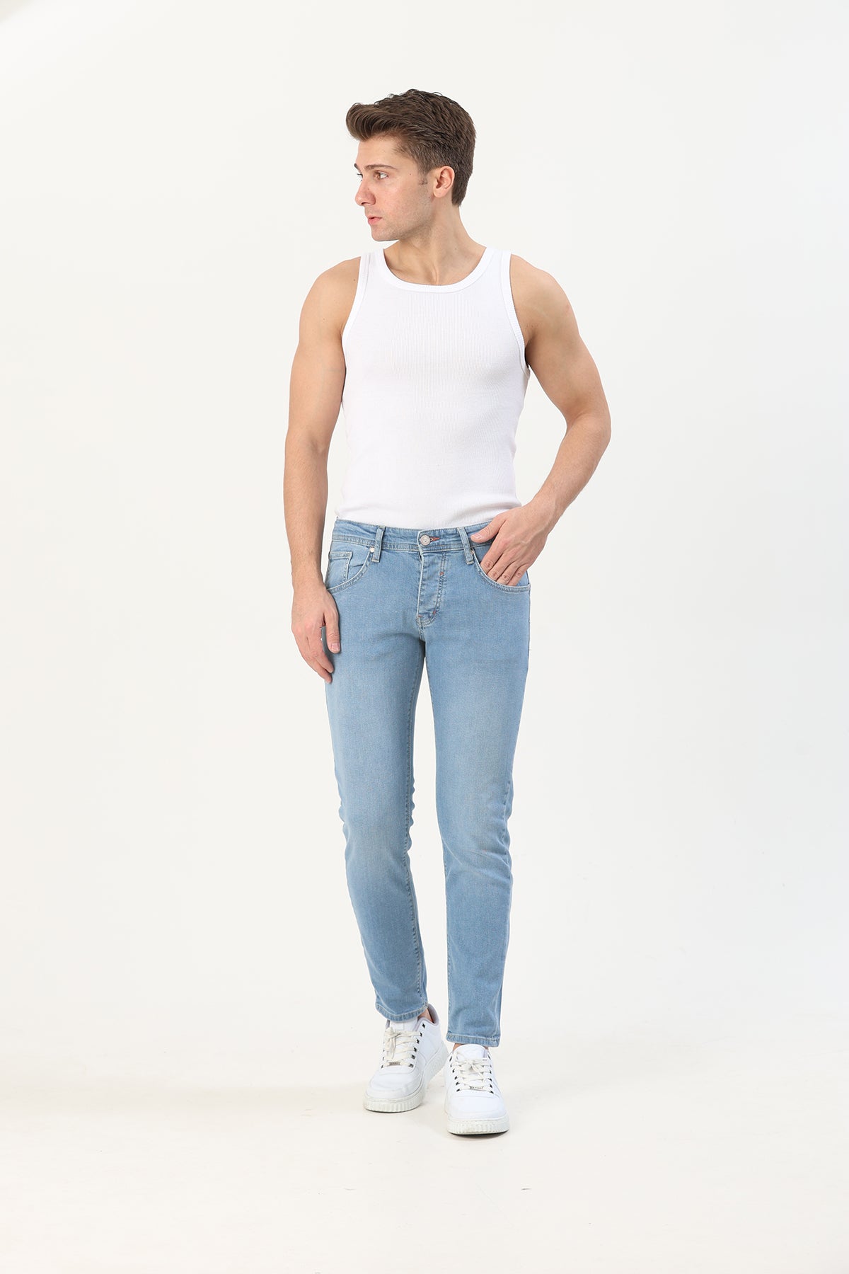 Super Slım Fit Erkek Jean Mavi