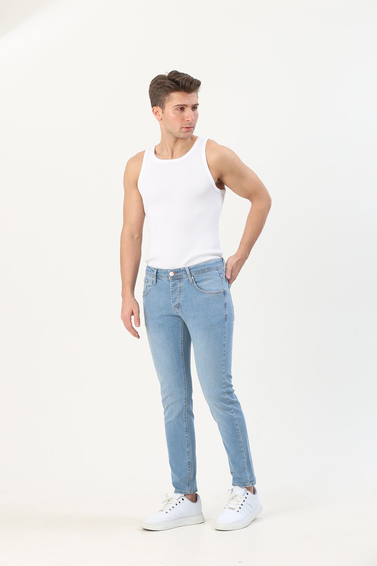Super Slım Fit Erkek Jean Mavi
