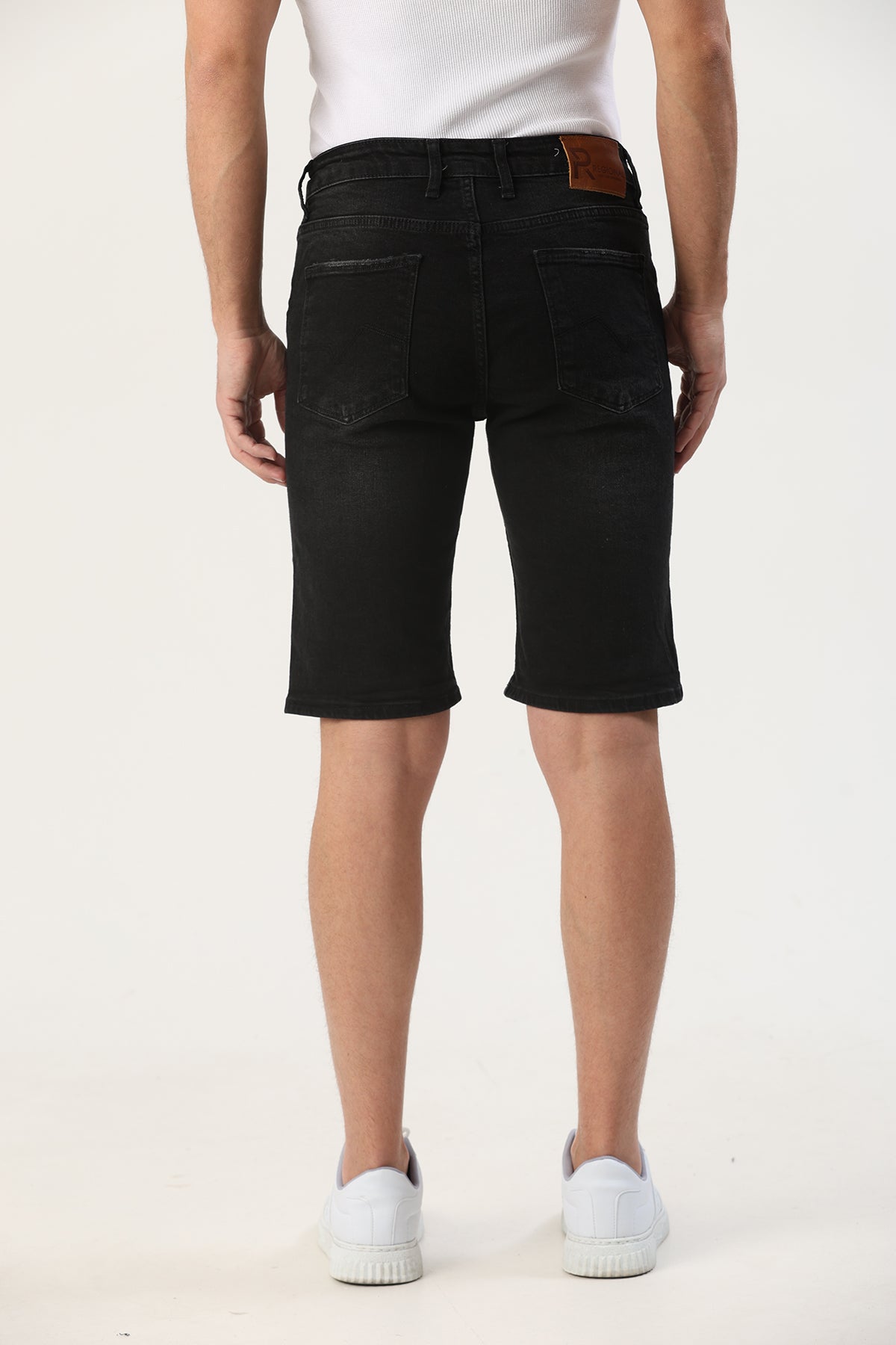Slim Fit Erkek Kot Şort Siyah