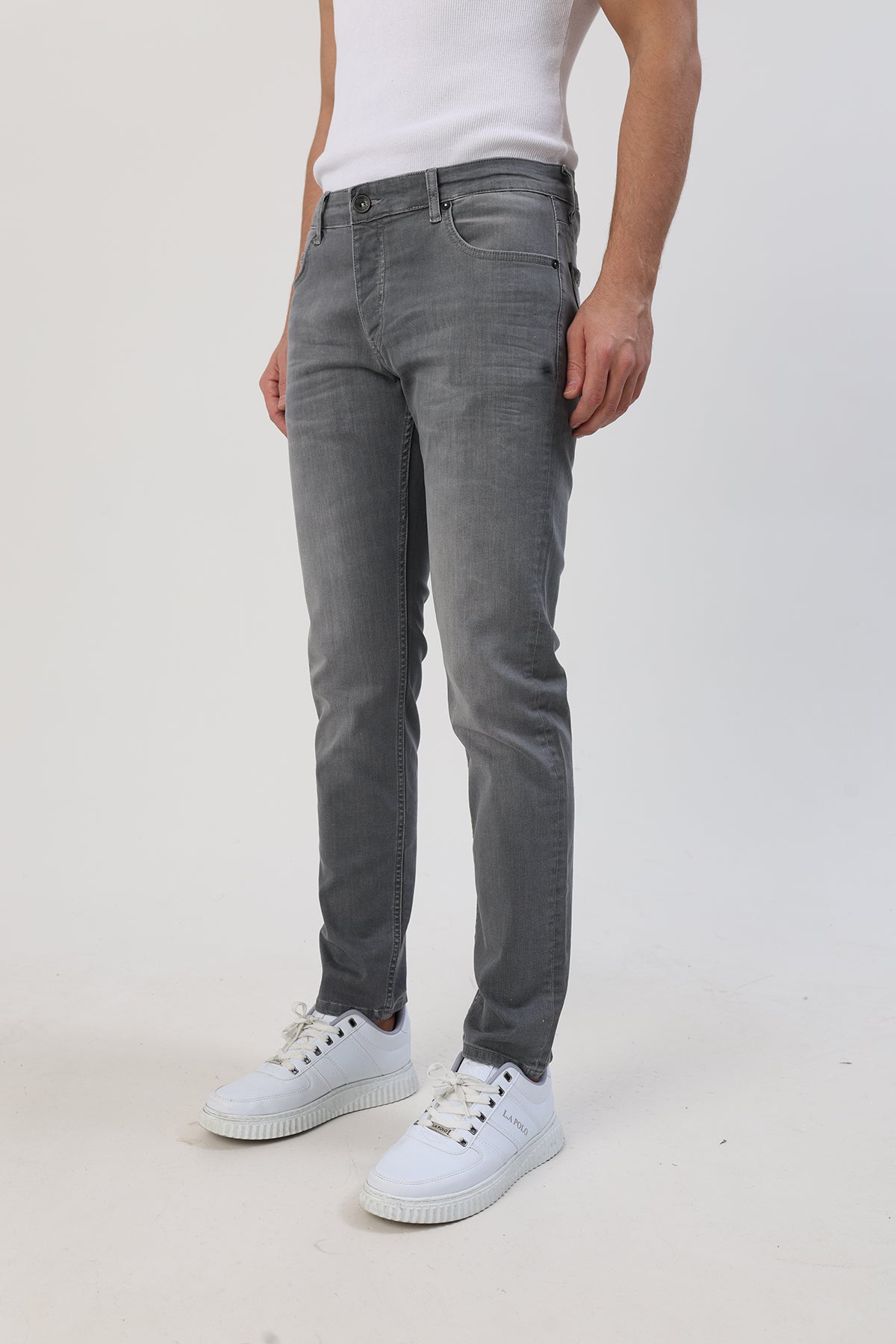 Erkek Slim Fit Jean Gri