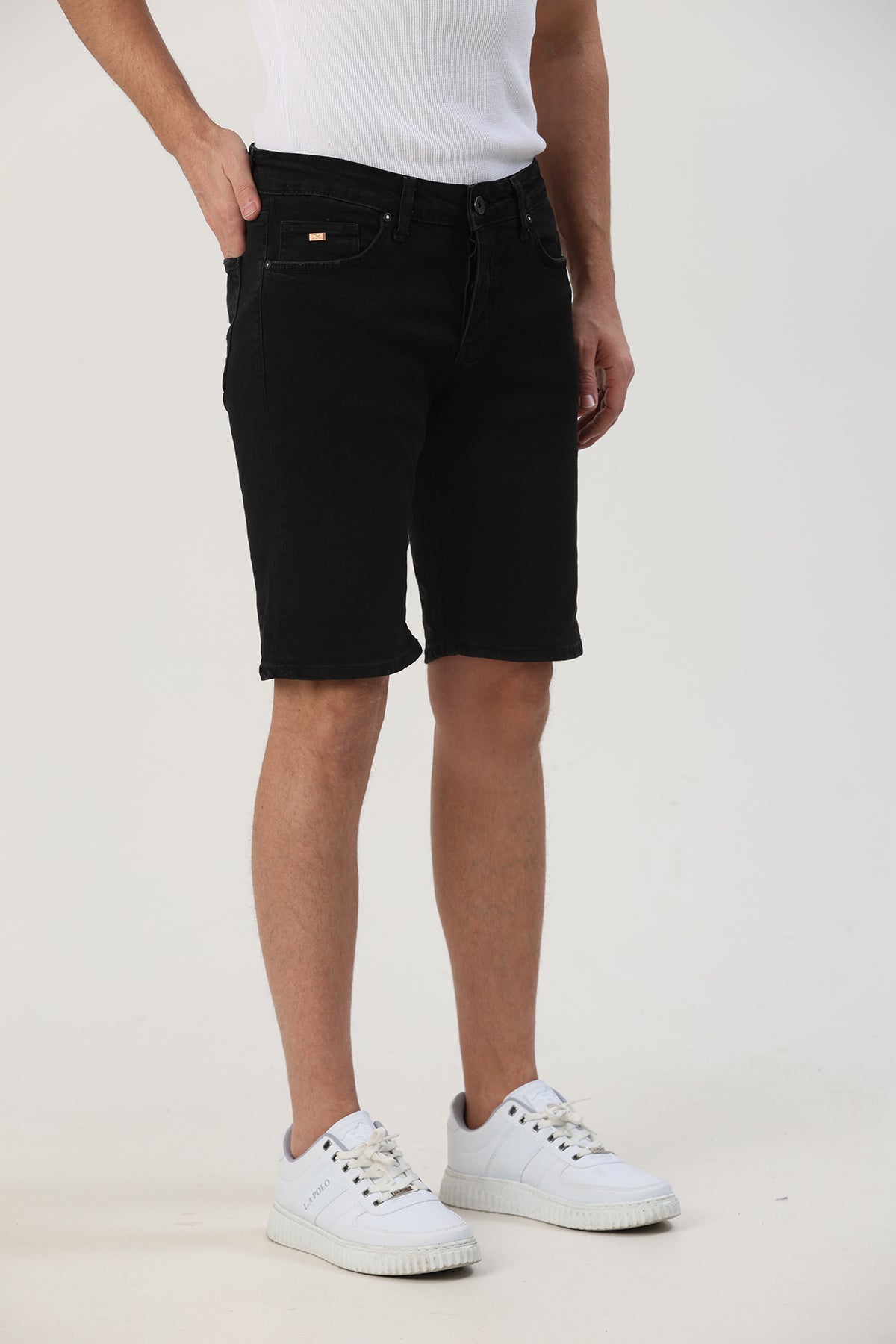 Slim Fit Erkek Kot Şort Füme