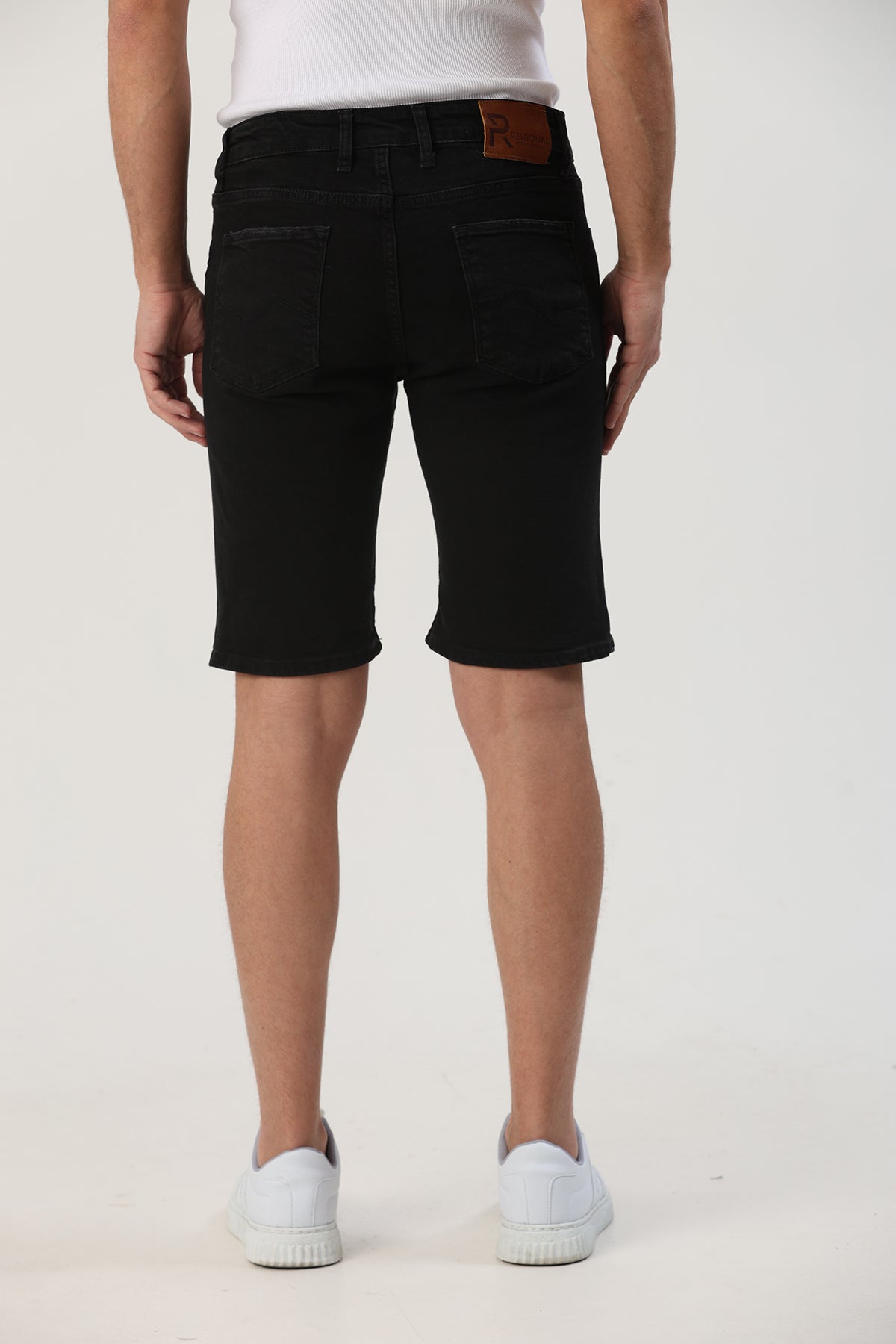Slim Fit Erkek Kot Şort Füme