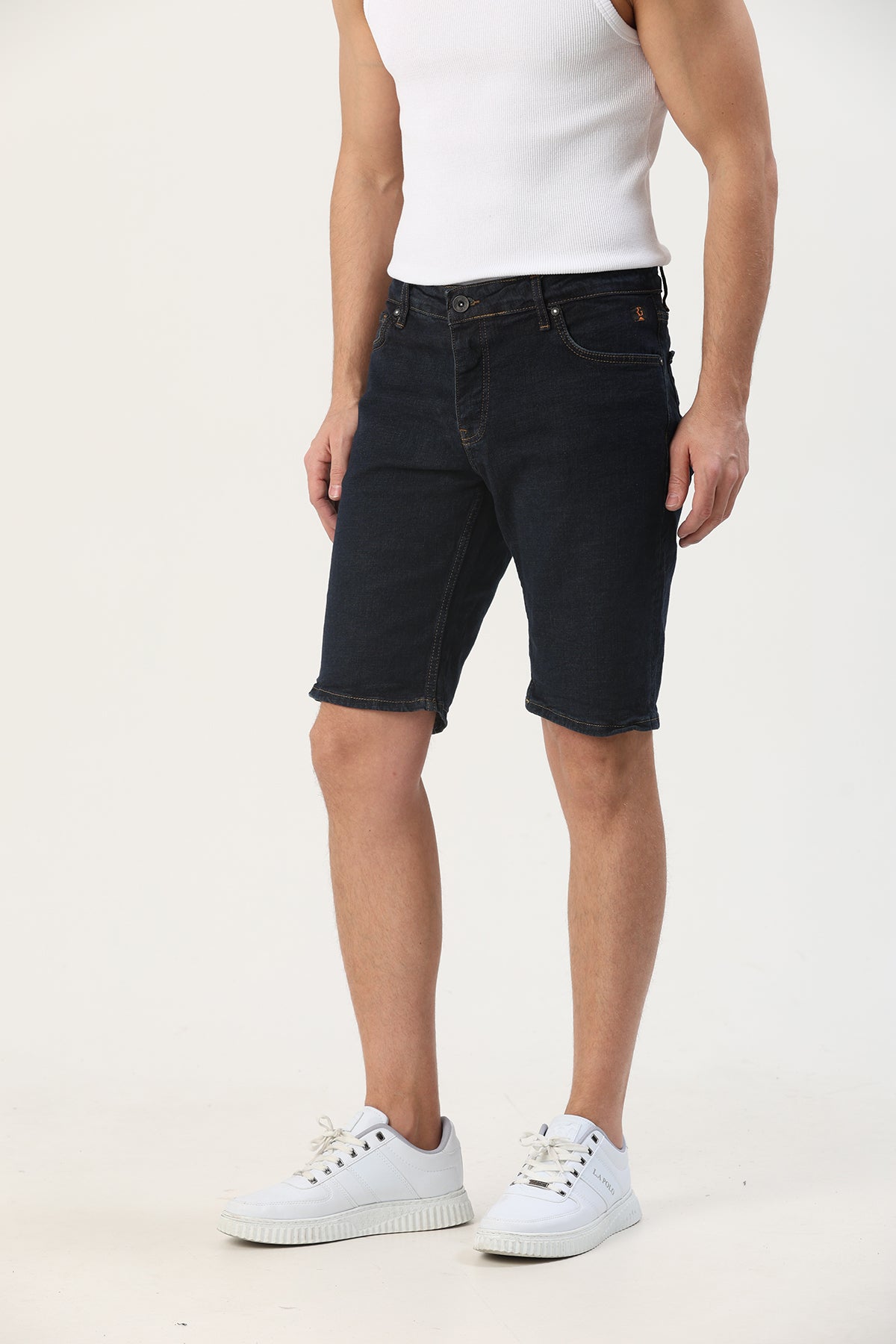 Slim Fit Erkek Kot Şort Ham Lacivert