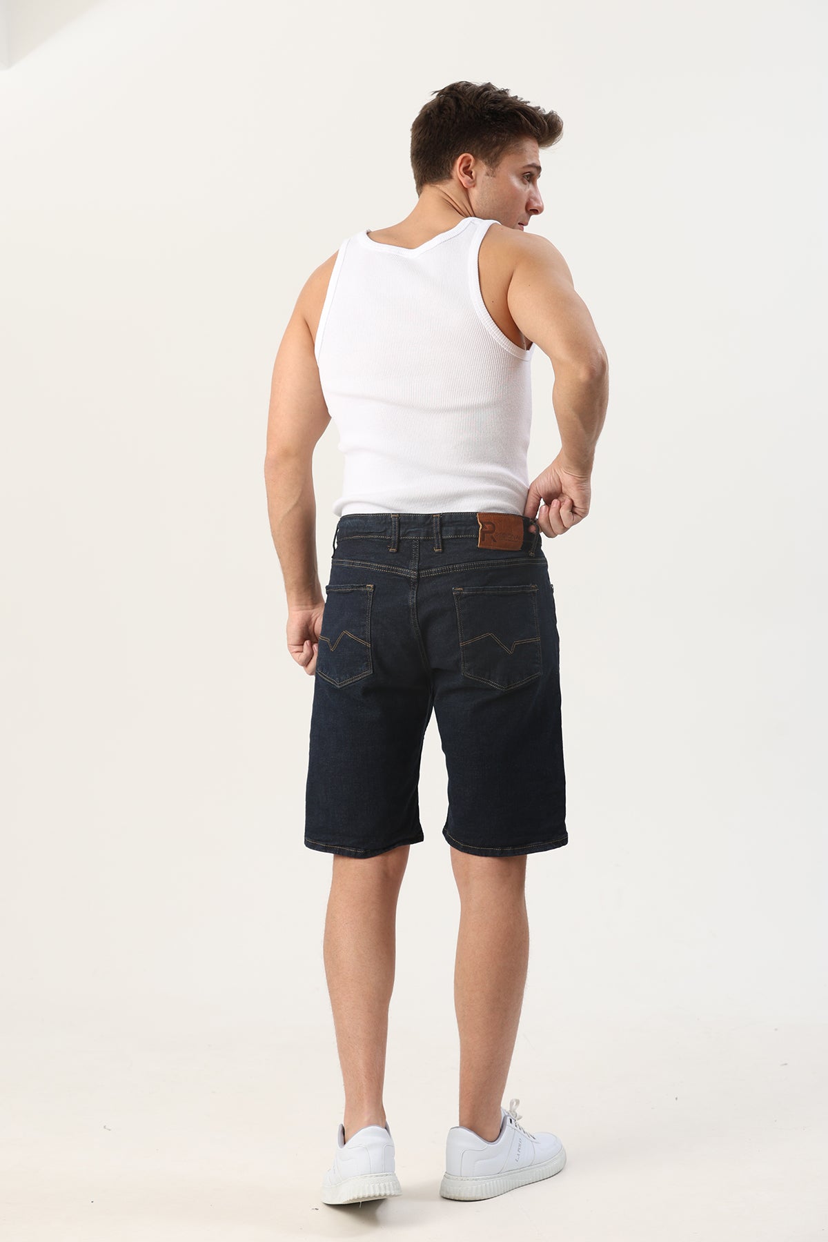 Slim Fit Erkek Kot Şort Ham Lacivert
