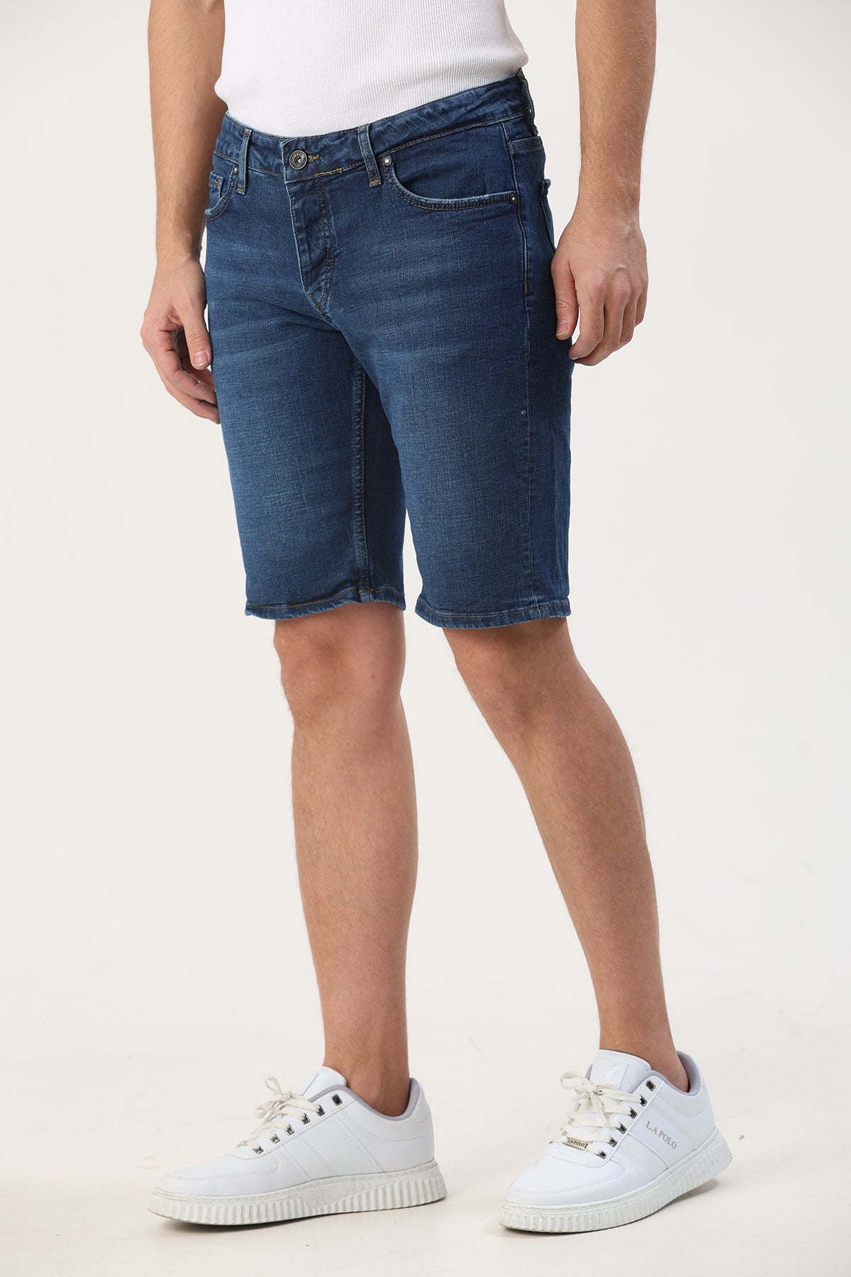 Slim Fit Erkek Kot Şort Lacivert